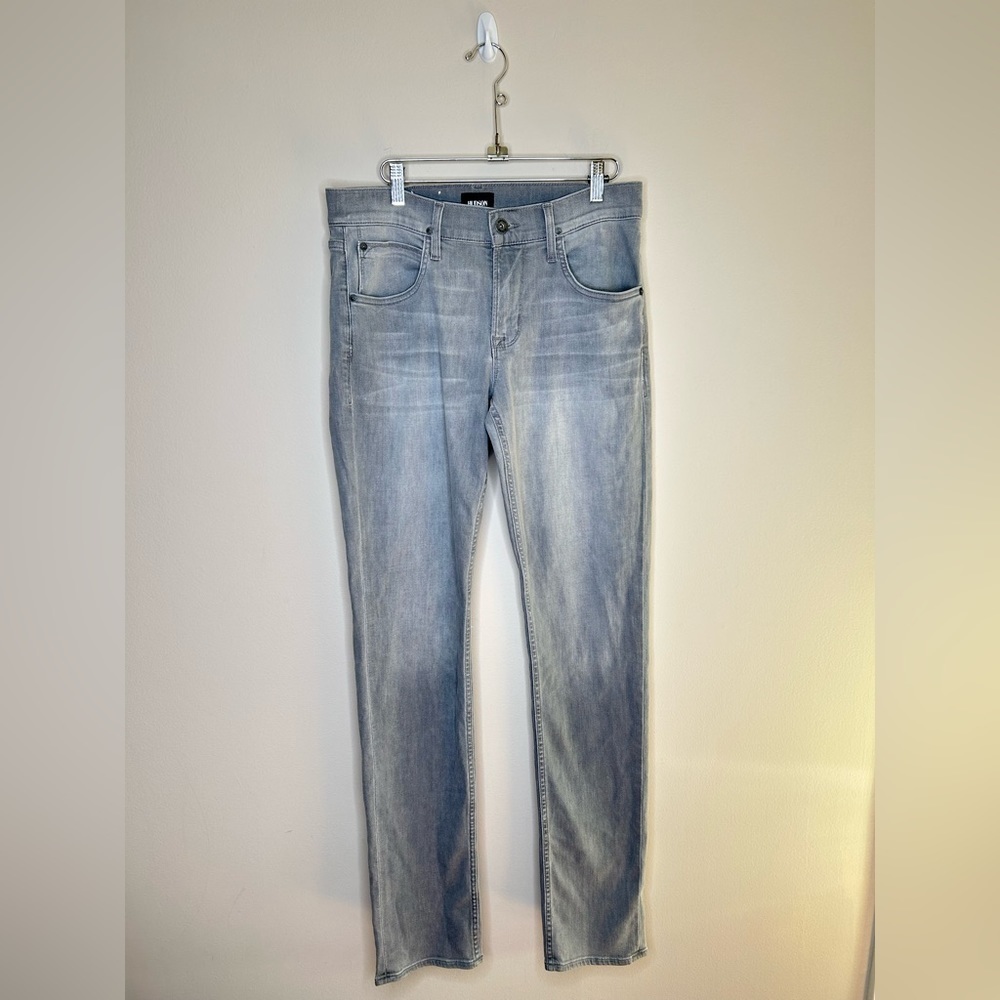 Hudson Blake Slime Straight Jeans Cotton Lyocell Stretch Grey Cermak Sz 30